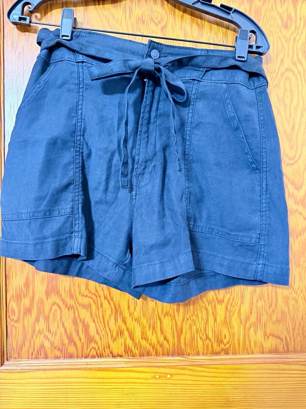 Hudson Black Beauty Women’s Black High Rise Belted Chino Shorts 28 3"